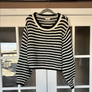 Chunky Knit Striped Black and White Women's Sweater